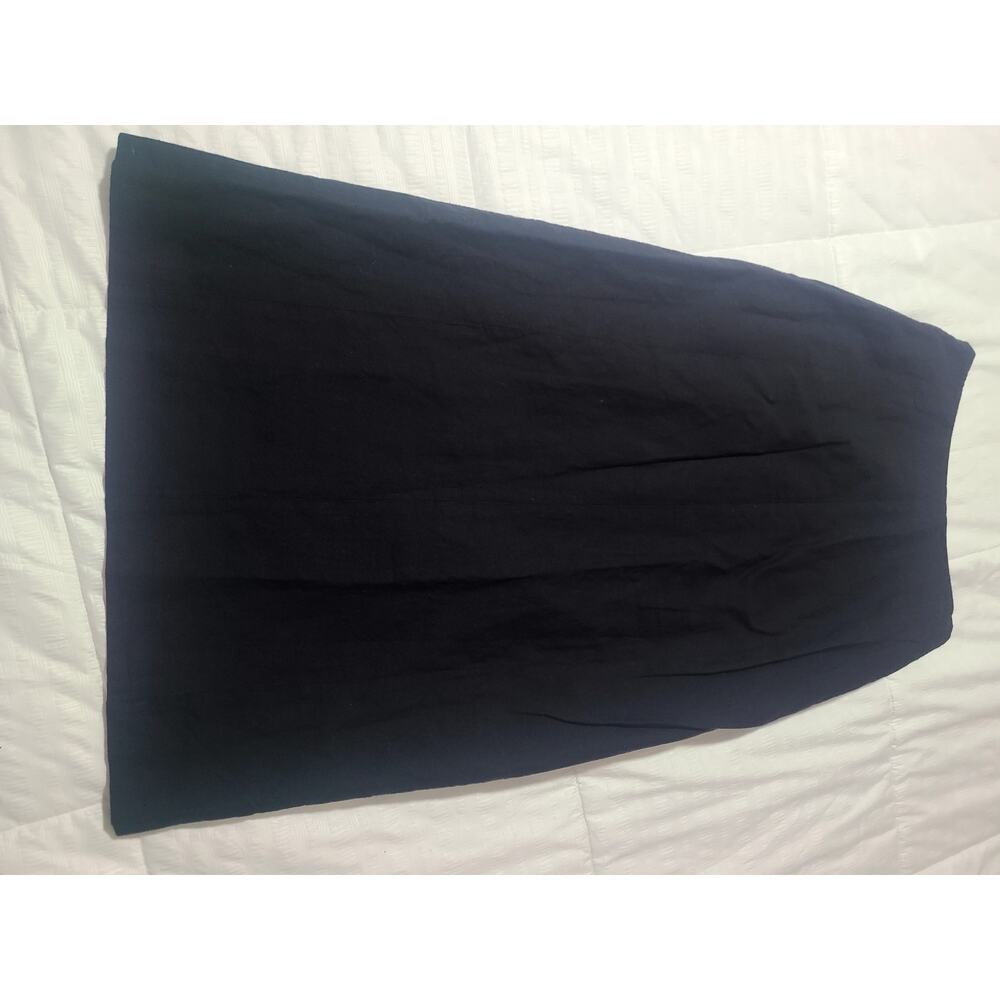 Madewell Linen Blend Button Front Midi Skirt Black High Rise Size 4 - Picture 6 of 7